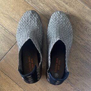 bernie mev. Woven Metallic Slip-On Loafers in Silver